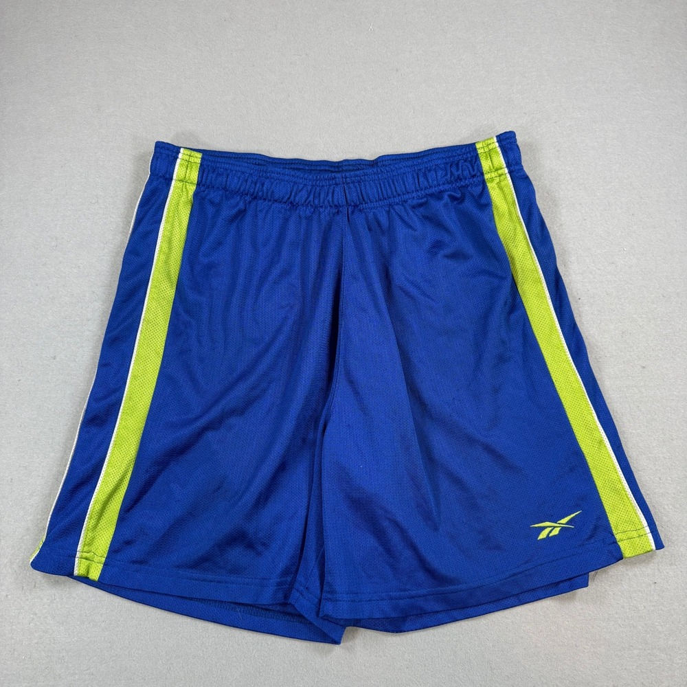 Vintage Reebok Soccer Shorts‎ Mens XL Blue Green Stripe Athletic Gym Run USA
